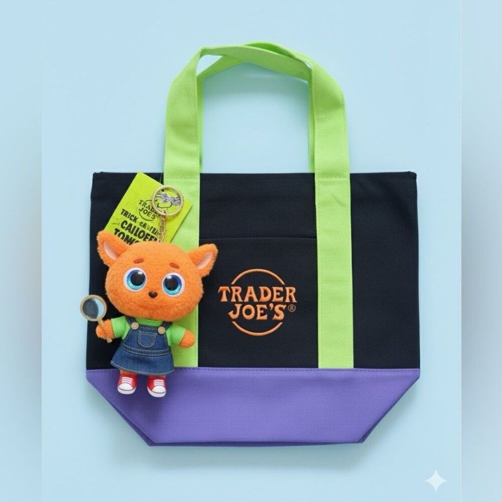 Trader Joe’s Mini canvas bag - black/green/purple